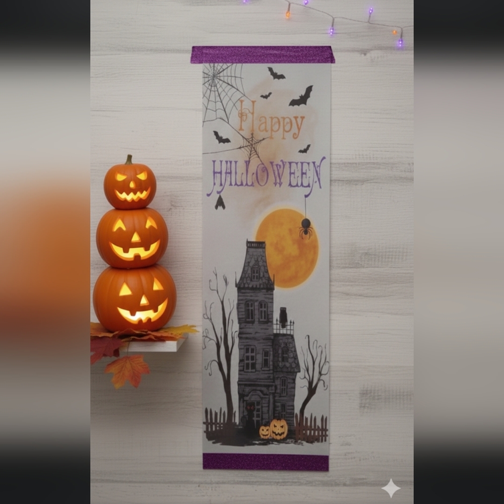 Happy Halloween Wall Art with Haunted House